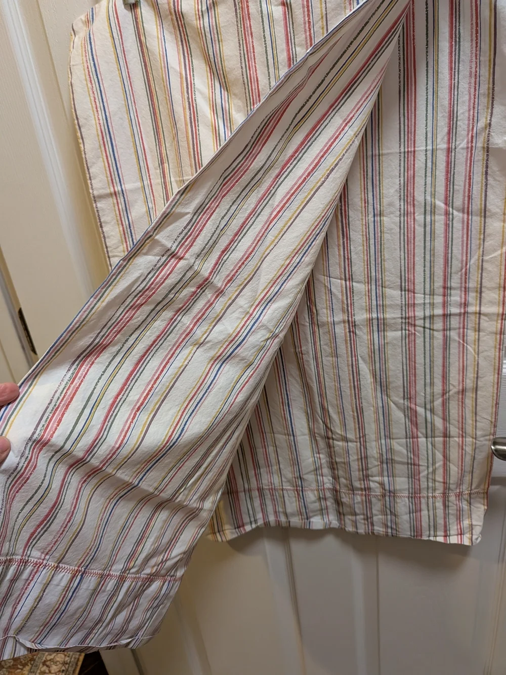 Ralph Lauren Cream Cotton Set Of 2 Pillowcases with Multicolor Pinstripes